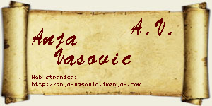 Anja Vasović vizit kartica